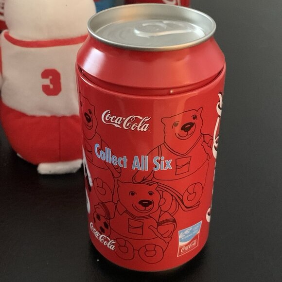 Set of 6 Coca-Cola Athens Olympics 2004 Bean Bag Plush Polar Bears in Coke Cans - Picture 11 of 14